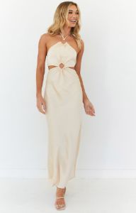 Paras Champagne Maxi Dress sold by Beginning Boutique