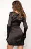 Lucy Black Satin Long Sleeve Mini Dress sold by Beginning Boutique