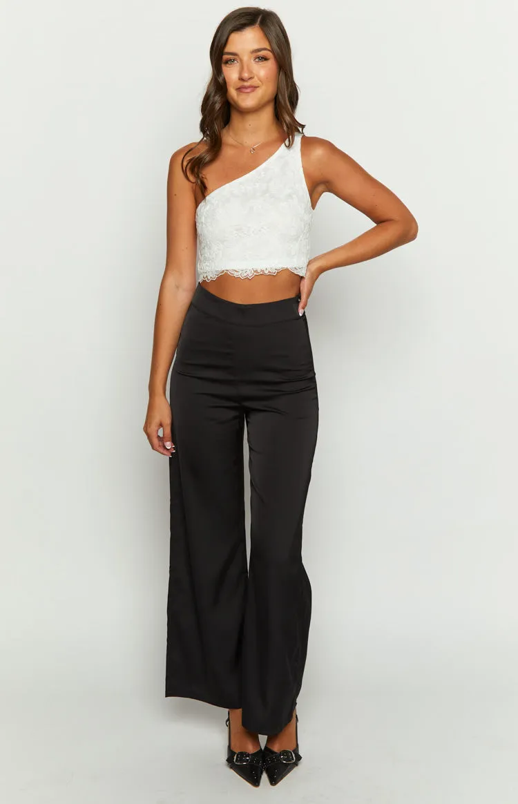 Maggie One Shoulder White Lace Crop Top sold by Beginning Boutique product image thumbnail 2