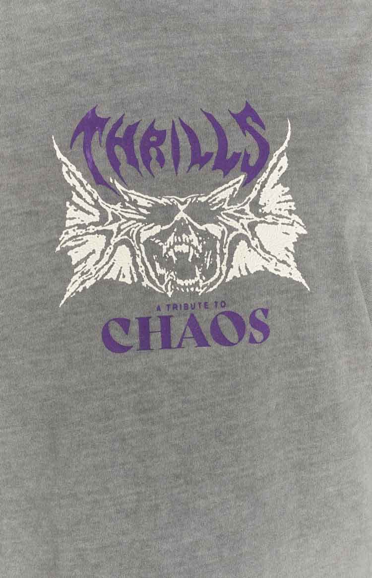 Thrills Chaos Skull Washed Grey Oversized Tee sold by Beginning Boutique product image thumbnail 6
