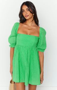 Rubi Green Babydoll Mini Dress sold by Beginning Boutique