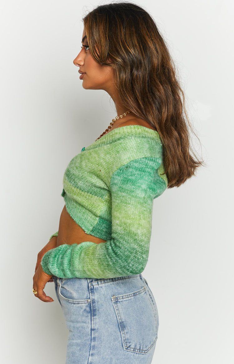 Viviana Spacedye Crop Cardigan Green sold by Beginning Boutique product image thumbnail 5