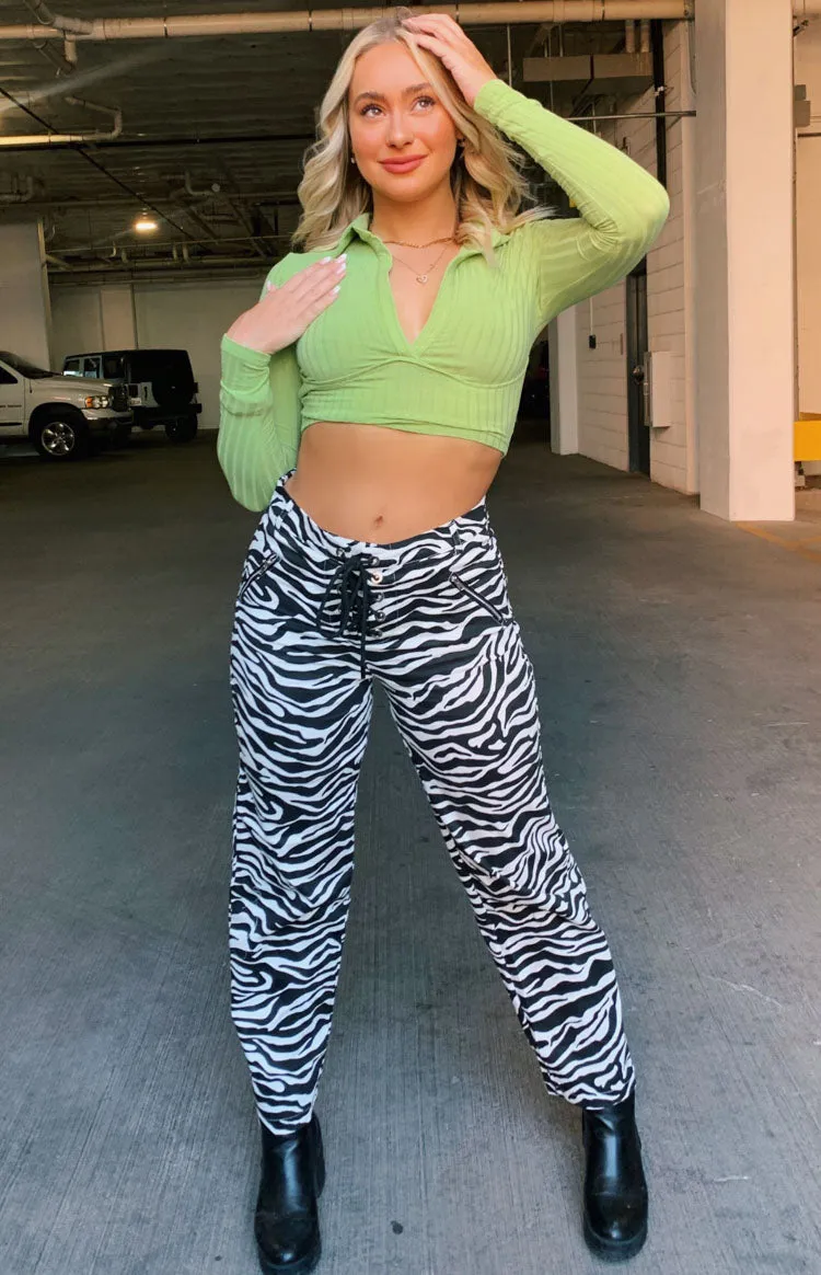 Tiger Lace Up Pants Zebra sold by Beginning Boutique product image thumbnail 3