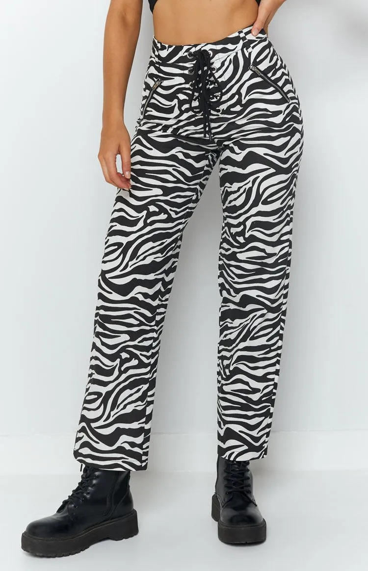 Tiger Lace Up Pants Zebra sold by Beginning Boutique product image thumbnail 5