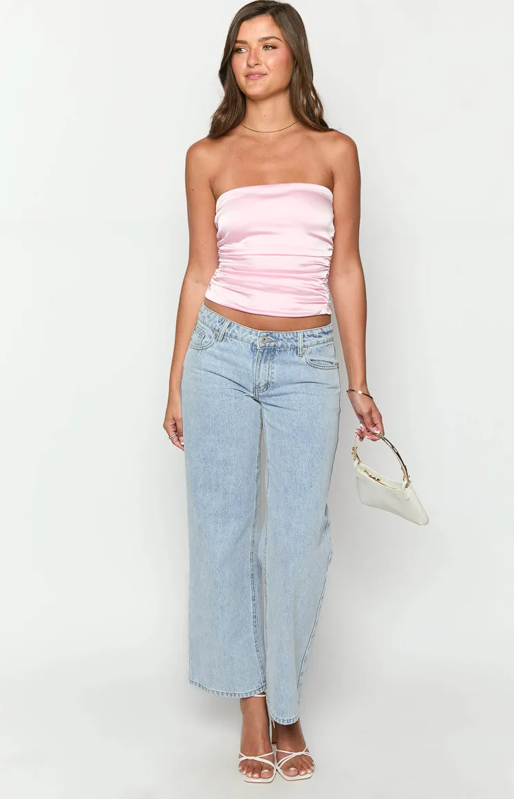 Zaylee Pink Strapless Satin Top sold by Beginning Boutique product image thumbnail 3