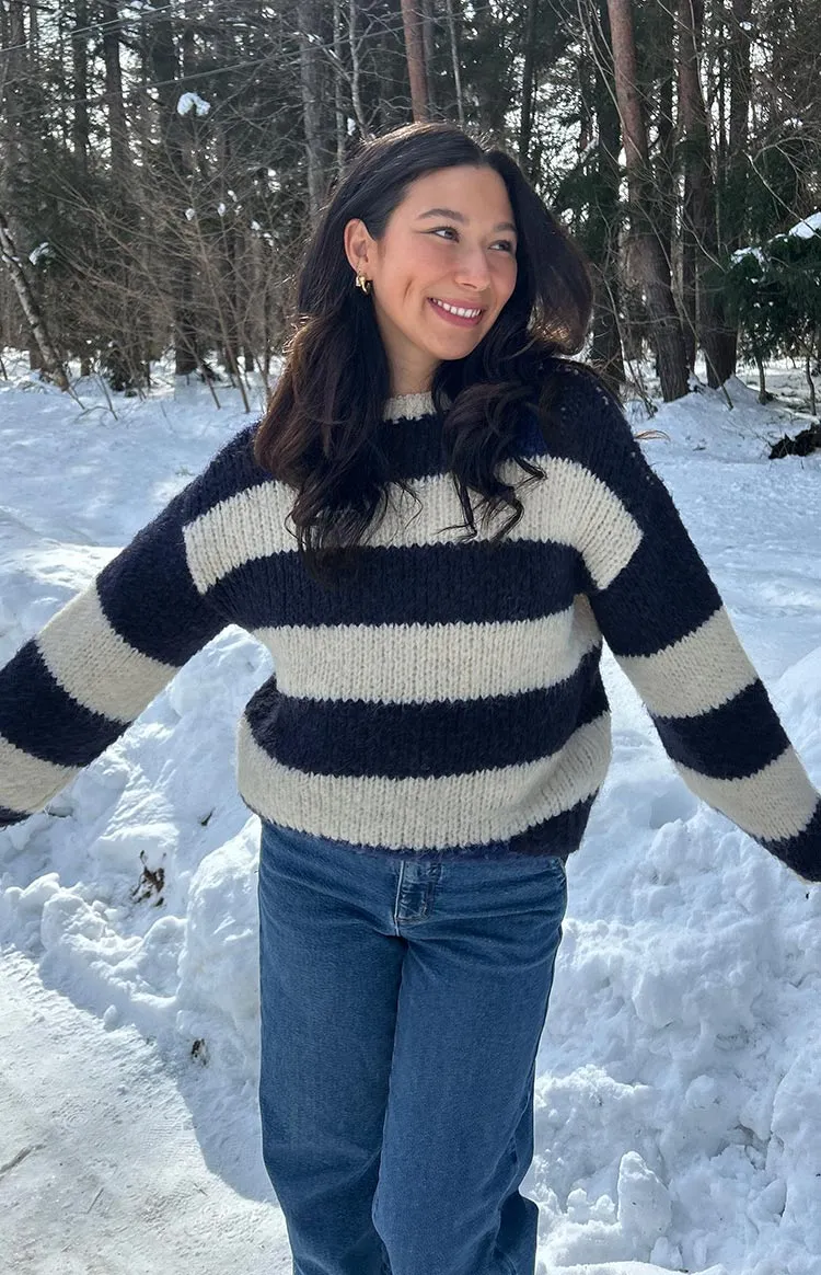 Cotton Candy Navy Stripe Knit Jumper sold by Beginning Boutique