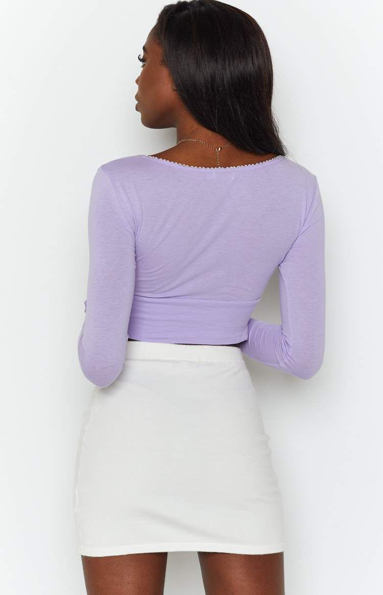 Michelle Long Sleeve Crop Top Lilac sold by Beginning Boutique product image thumbnail 6