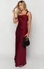Laria Wine Satin Formal Maxi Dress sold by Beginning Boutique