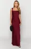 Laria Wine Satin Formal Maxi Dress sold by Beginning Boutique
