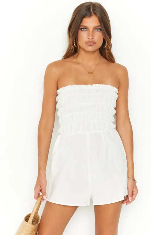 Jade White Playsuit sold by Beginning Boutique