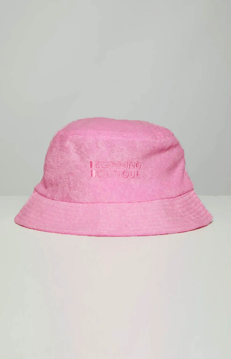 Beginning Pink Terry Towel Bucket Hat sold by Beginning Boutique product image thumbnail 2