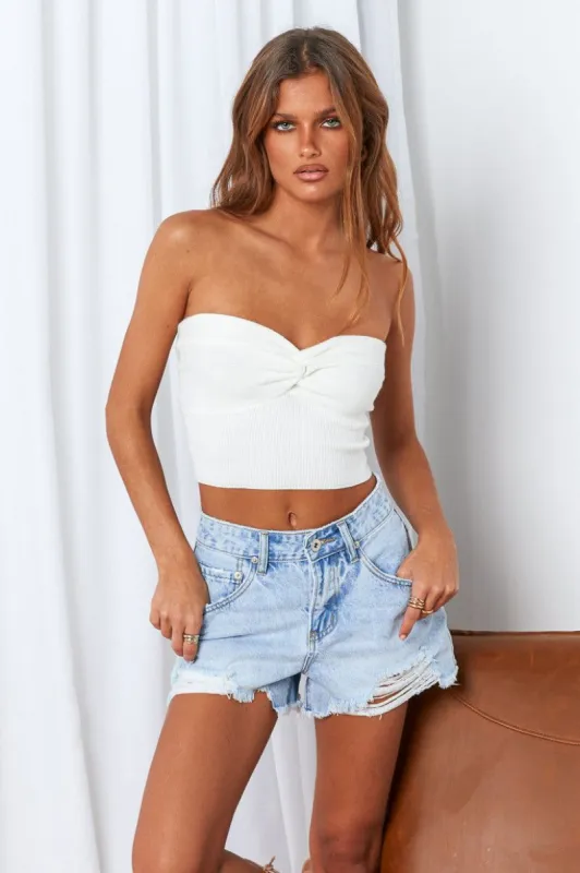 Feathering Blue Denim Shorts sold by Beginning Boutique