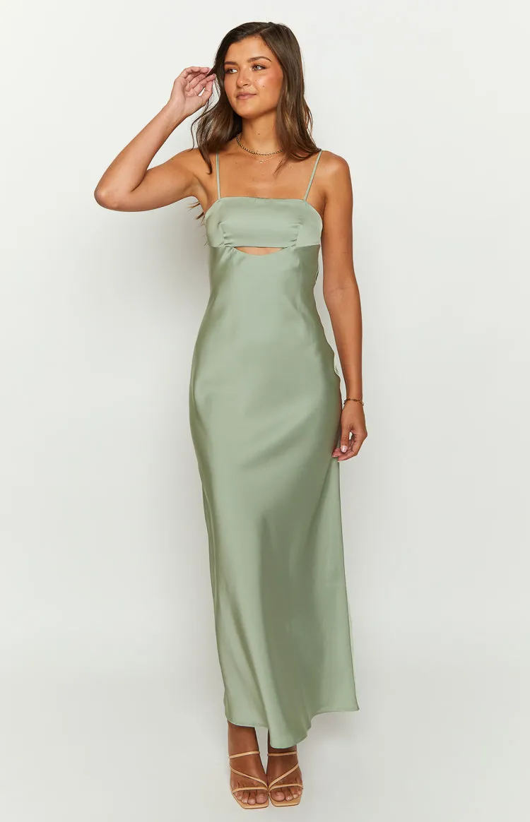 Amour Sage Satin Maxi Dress sold by Beginning Boutique product image thumbnail 2