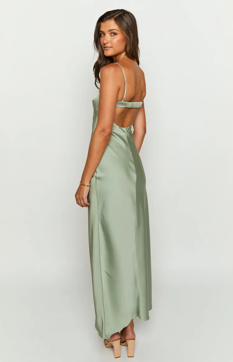 Amour Sage Satin Maxi Dress sold by Beginning Boutique product image thumbnail 5