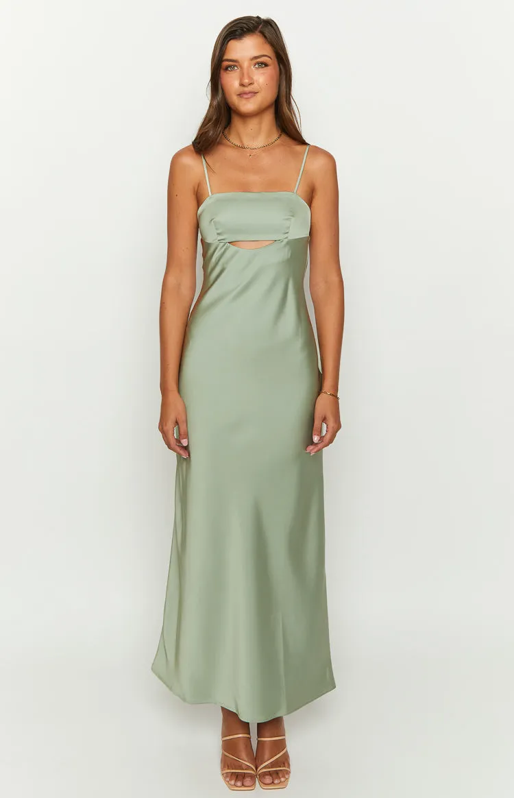 Amour Sage Satin Maxi Dress sold by Beginning Boutique product image thumbnail 3