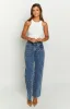 Denim Dazzle Pearl Mid Wash High Waisted Jeans sold by Beginning Boutique