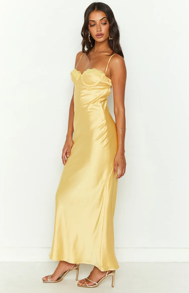 Mariana Yellow Lace Bust Midi Dress sold by Beginning Boutique product image thumbnail 4