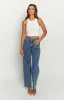 Denim Dazzle Pearl Mid Wash High Waisted Jeans sold by Beginning Boutique