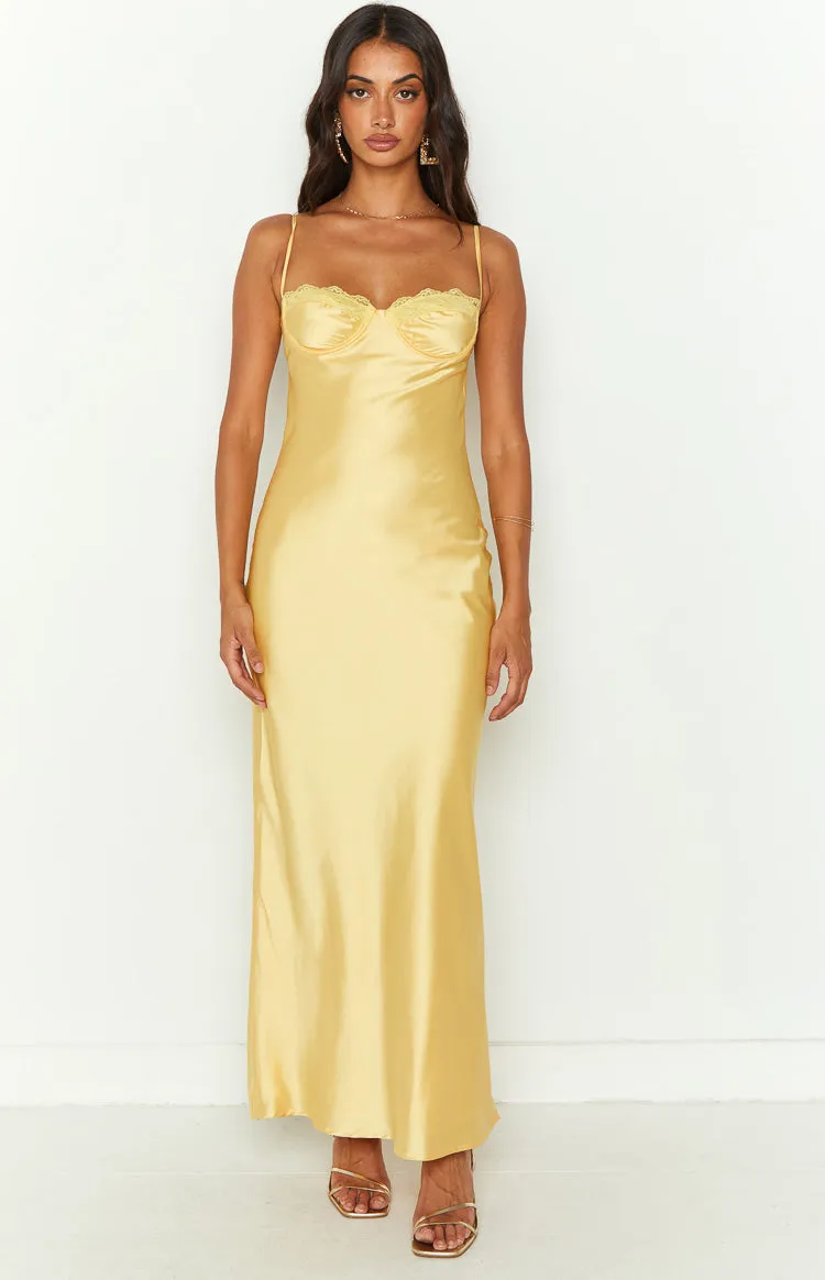 Mariana Yellow Lace Bust Midi Dress sold by Beginning Boutique product image thumbnail 3
