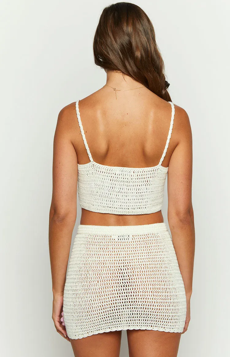 Flower Power White Crop Top sold by Beginning Boutique product image thumbnail 3