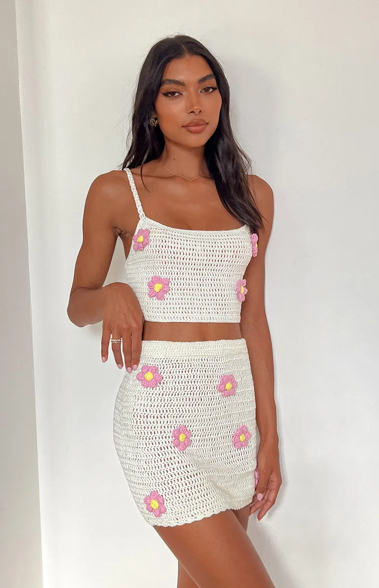 Flower Power White Crop Top sold by Beginning Boutique product image thumbnail 5
