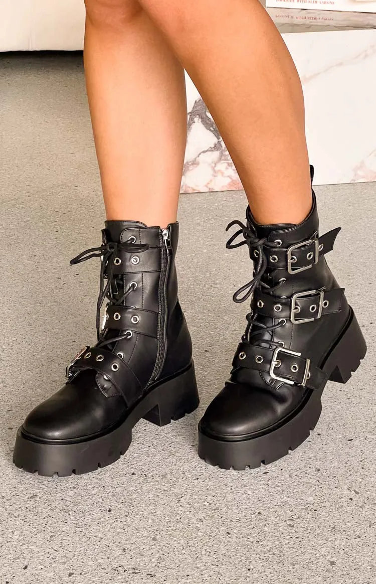 Billini Xyola Black Buckle Up Boots sold by Beginning Boutique product image thumbnail 3