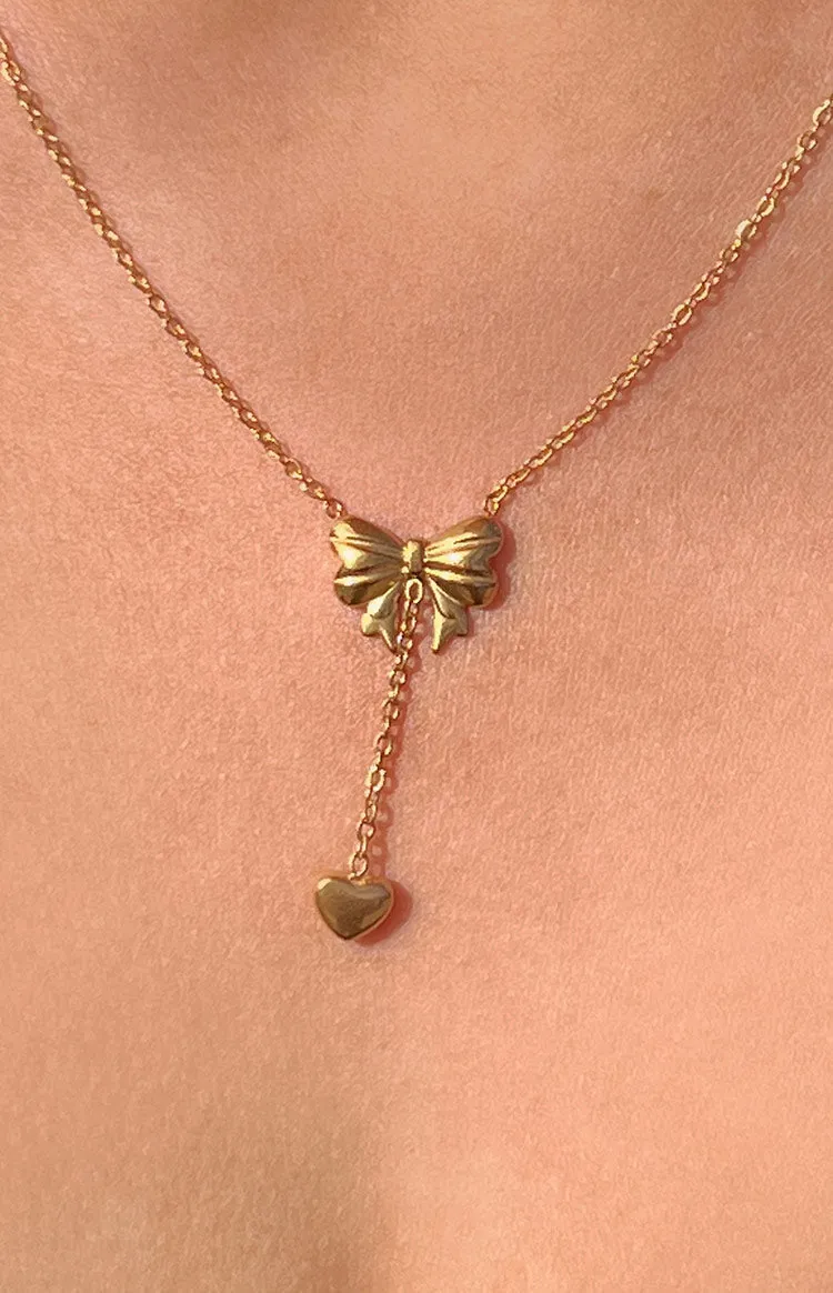 Vincent Gold Bow Necklace sold by Beginning Boutique product image thumbnail 2