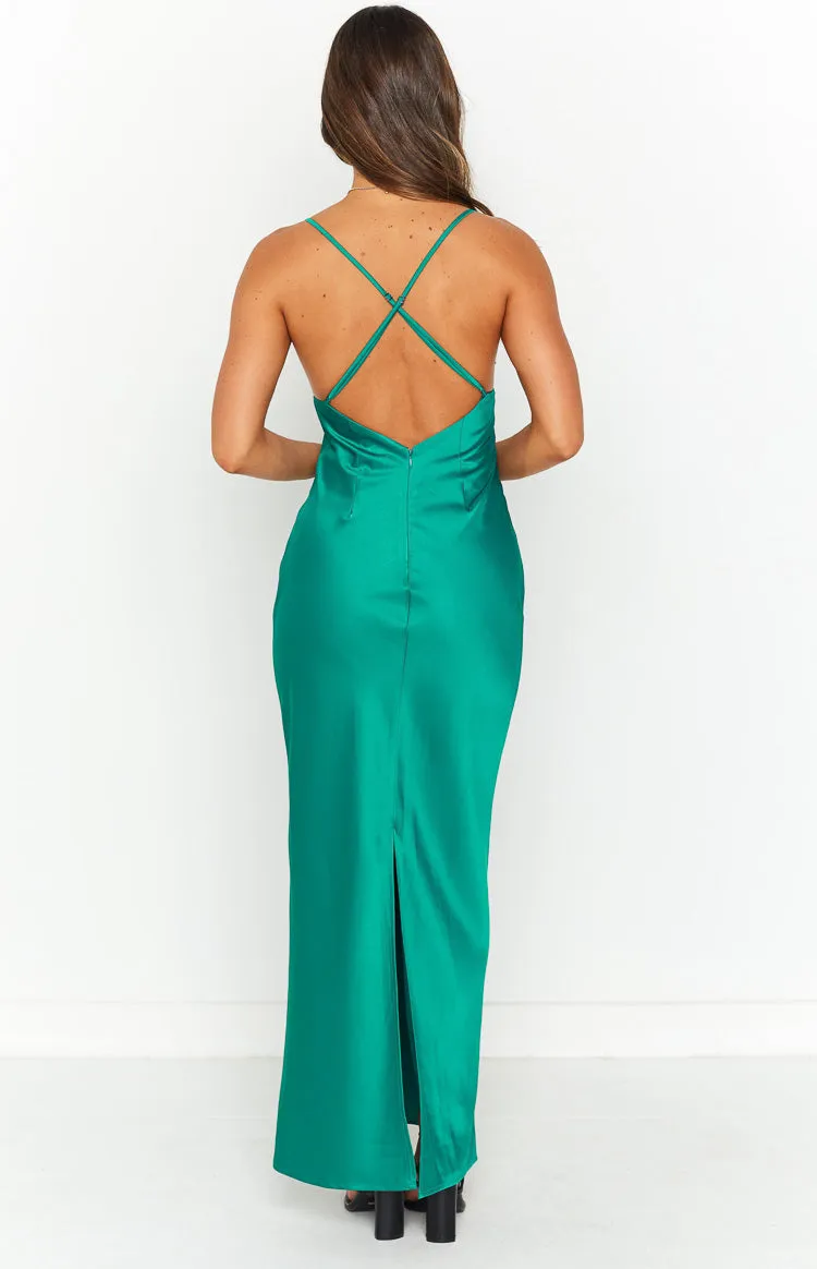 Hermitude Emerald Satin Maxi Formal Dress sold by Beginning Boutique product image thumbnail 5