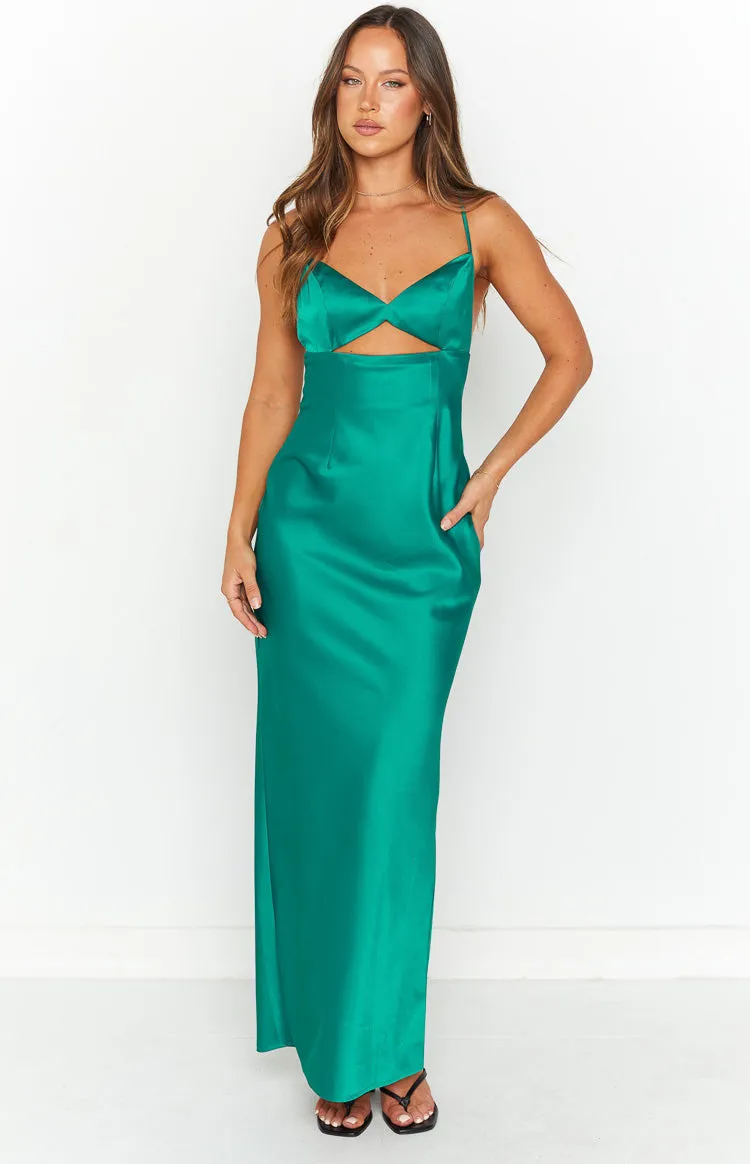 Hermitude Emerald Satin Maxi Formal Dress sold by Beginning Boutique product image thumbnail 3