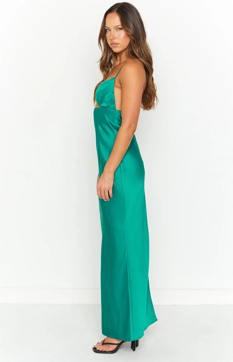 Hermitude Emerald Satin Maxi Formal Dress sold by Beginning Boutique product image thumbnail 4