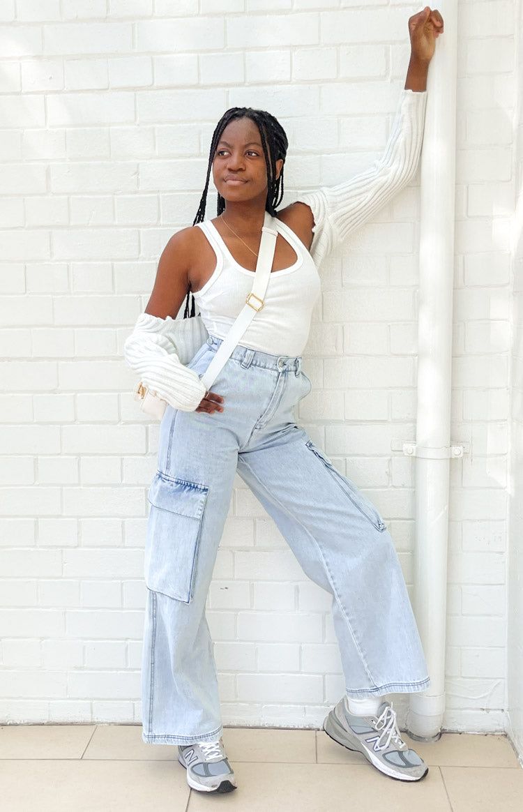 Helley Blue Denim Cargo Pants sold by Beginning Boutique product image thumbnail 7