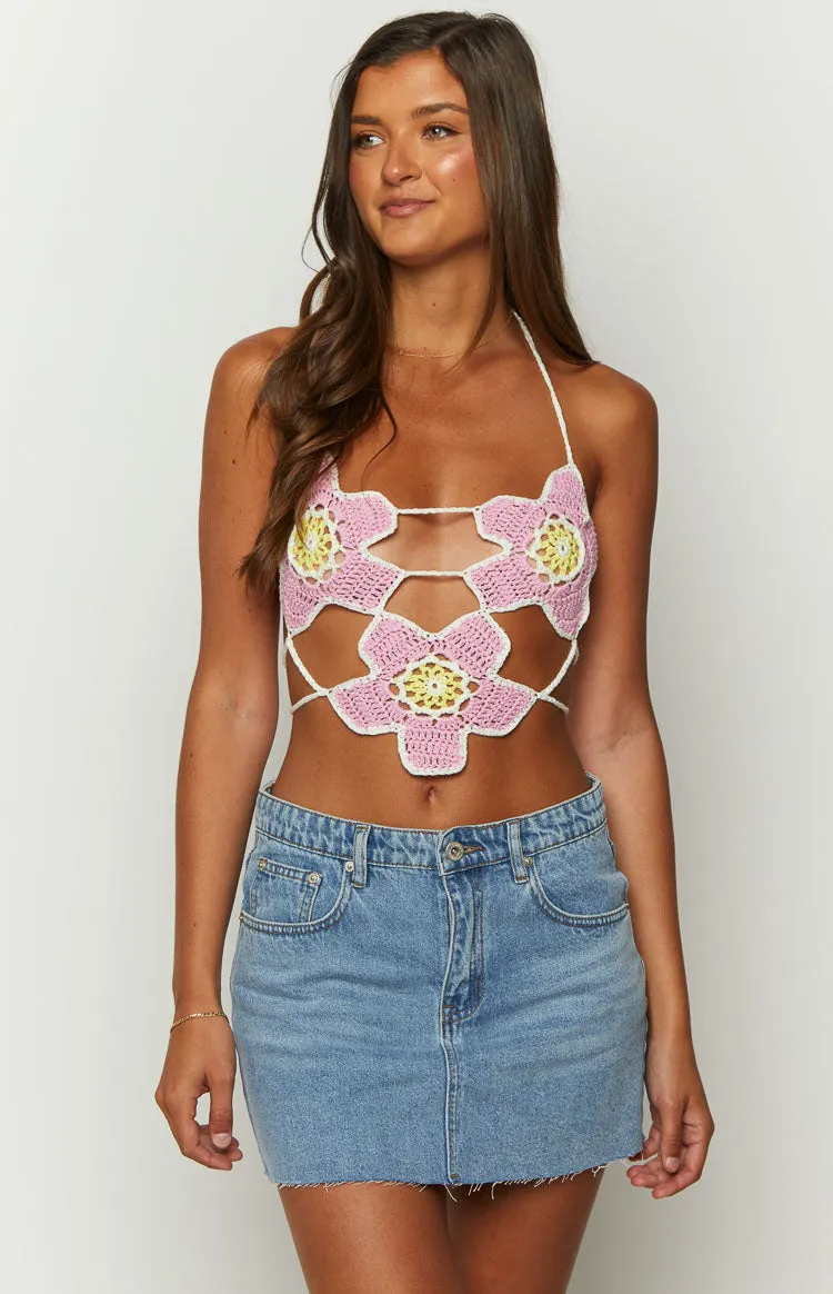 Starboy Pink Halter Crochet Top sold by Beginning Boutique product image thumbnail 2