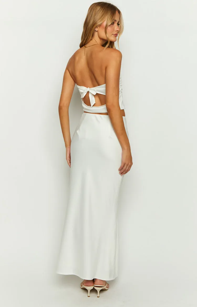 Genevieve White Satin Maxi Skirt sold by Beginning Boutique product image thumbnail 5