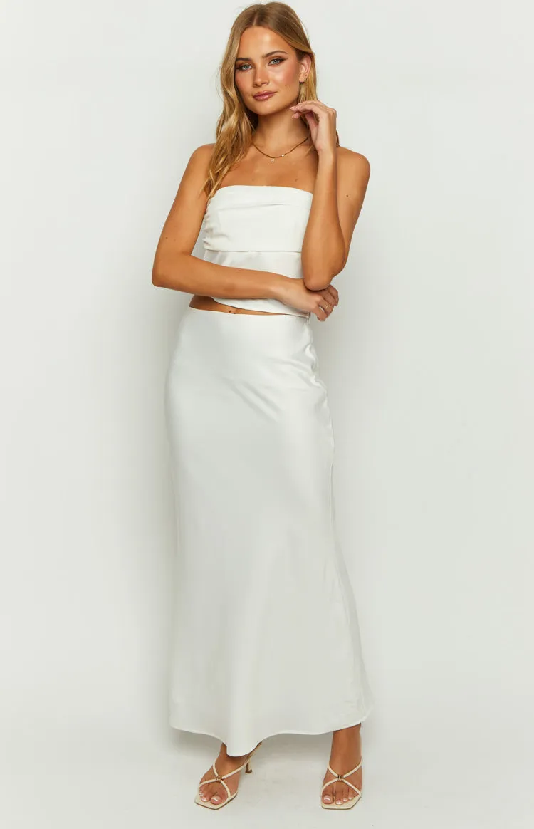 Genevieve White Satin Maxi Skirt sold by Beginning Boutique product image thumbnail 3