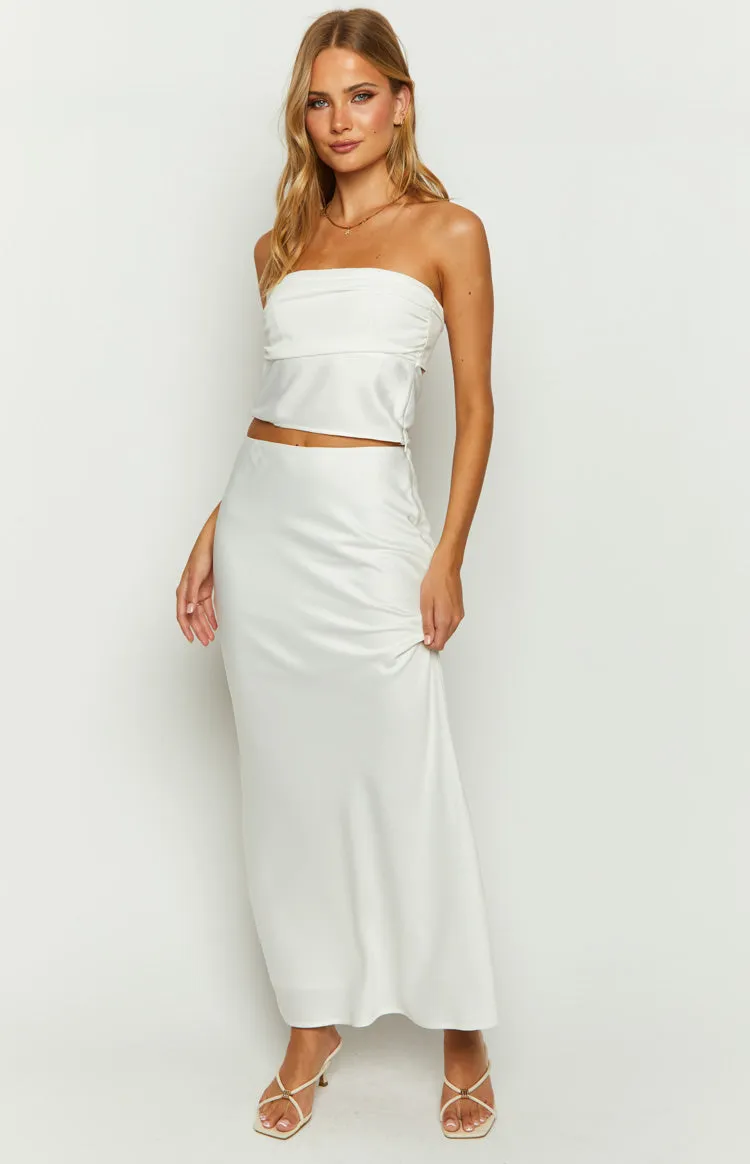 Genevieve White Satin Maxi Skirt sold by Beginning Boutique product image thumbnail 2