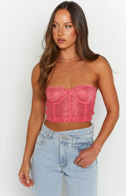 Tiarna Pink Lace Corset Top sold by Beginning Boutique