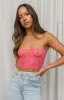Tiarna Pink Lace Corset Top sold by Beginning Boutique