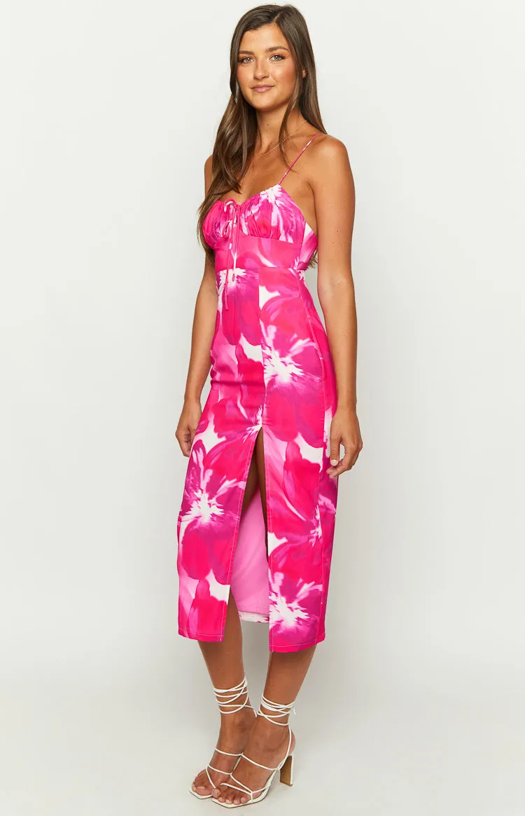 Paloma Pink Print Midi Dress sold by Beginning Boutique product image thumbnail 4