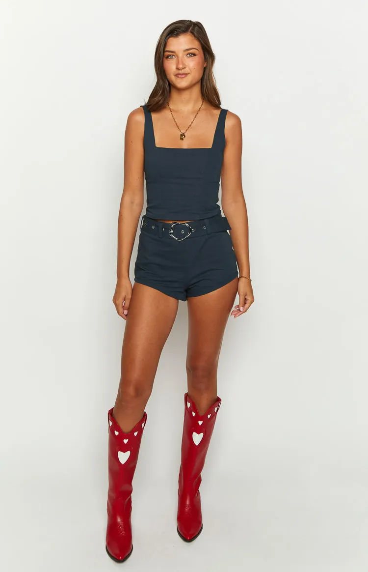 Headlines Navy Crop Top sold by Beginning Boutique product image thumbnail 2