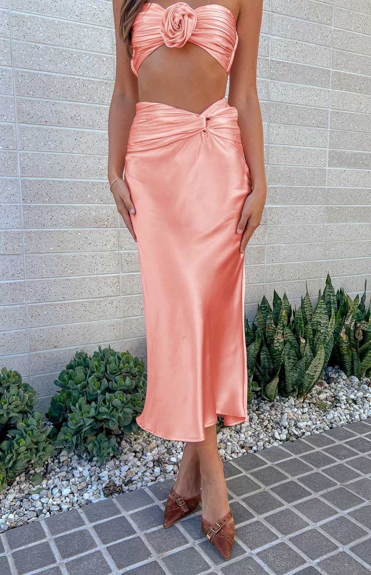 Kaylea Pink Maxi Skirt sold by Beginning Boutique