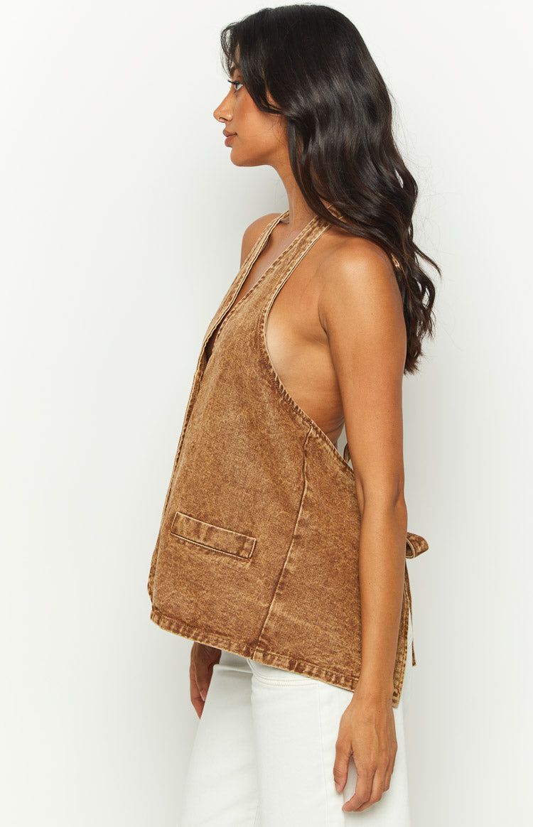 Lioness Hills Halter Stonewash Top sold by Beginning Boutique product image thumbnail 4