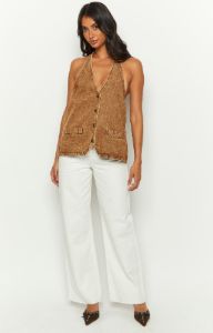 Lioness Hills Halter Stonewash Top sold by Beginning Boutique