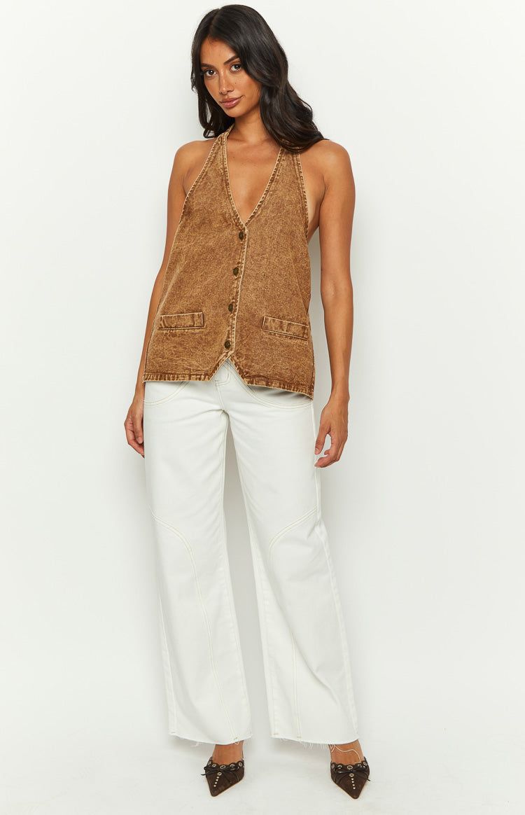 Lioness Hills Halter Stonewash Top sold by Beginning Boutique product image thumbnail 2