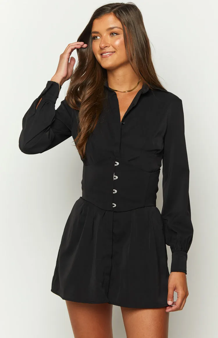 Social Black Mini Shirt Dress sold by Beginning Boutique product image thumbnail 3