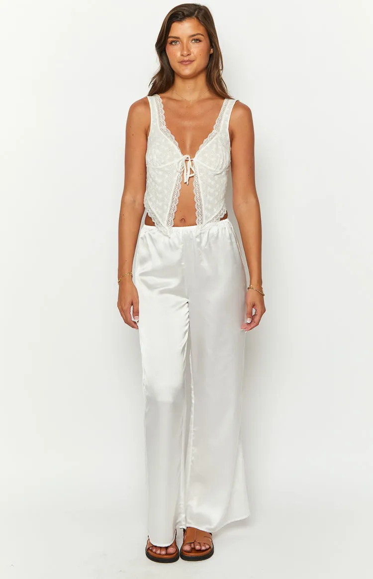 Bridget White Satin Pants sold by Beginning Boutique product image thumbnail 2