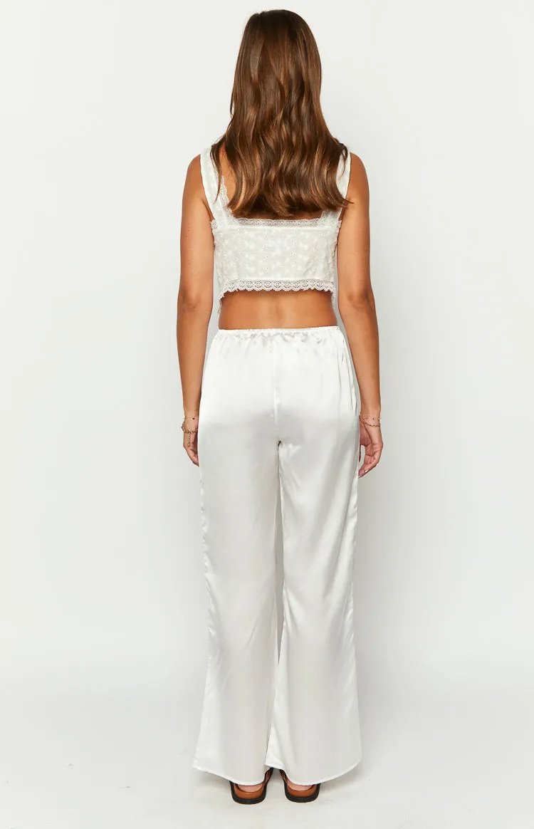 Bridget White Satin Pants sold by Beginning Boutique product image thumbnail 5