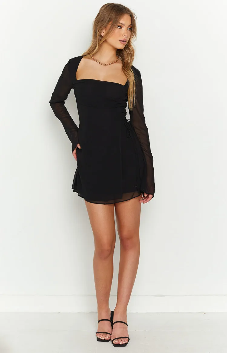 Lucy Black Long Sleeve Mini Dress sold by Beginning Boutique product image thumbnail 3