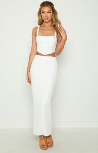 Mason White Midi Skirt sold by Beginning Boutique