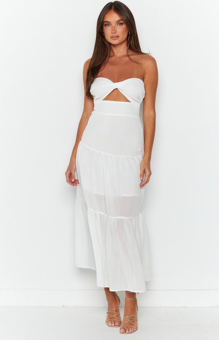 Martinez White Linen Midi Dress sold by Beginning Boutique product image thumbnail 2