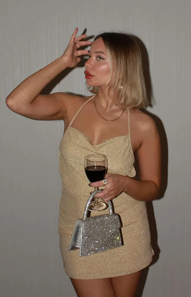 Estie Gold Mini Dress sold by Beginning Boutique product image thumbnail 4